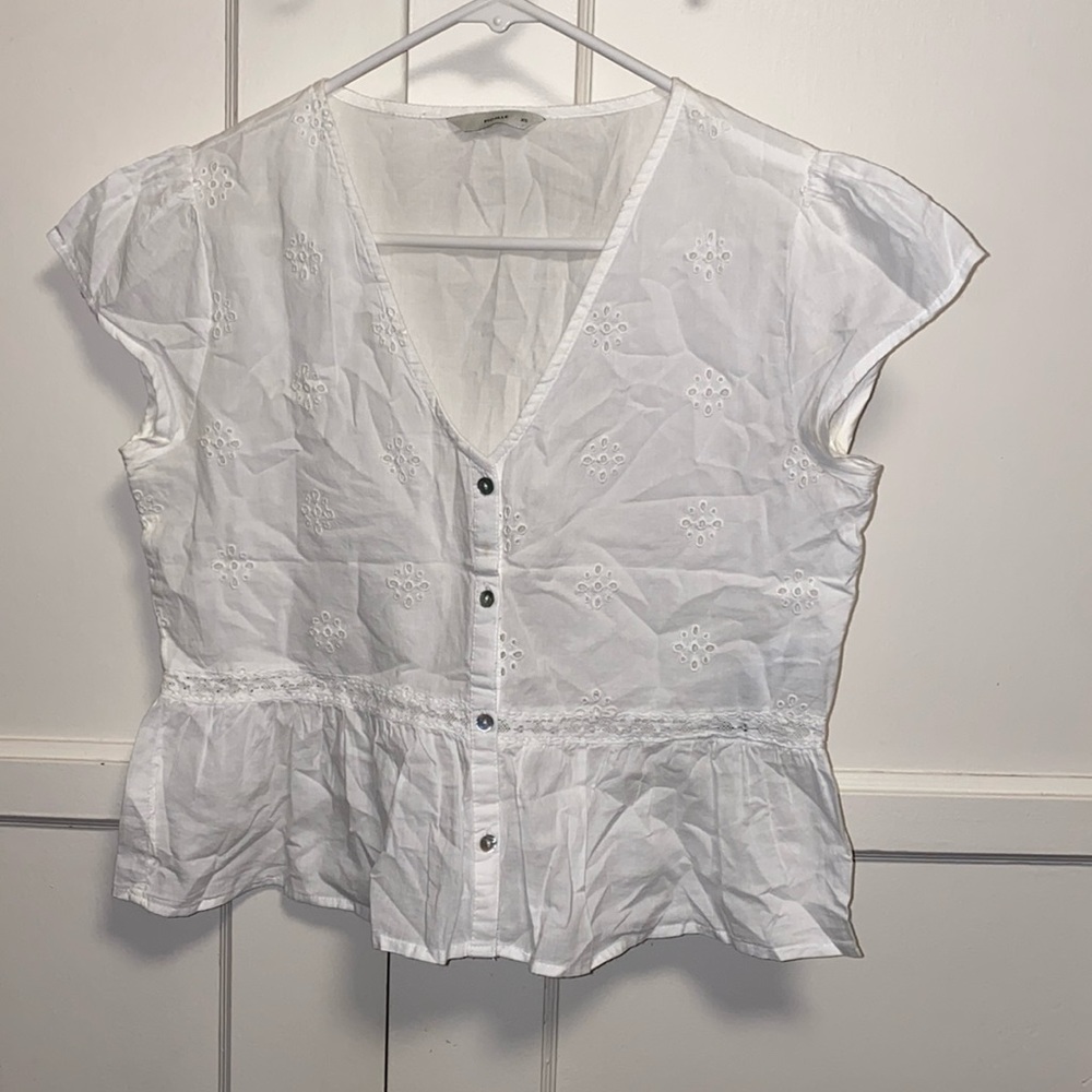 Pigalle XS White Button Up Blouse